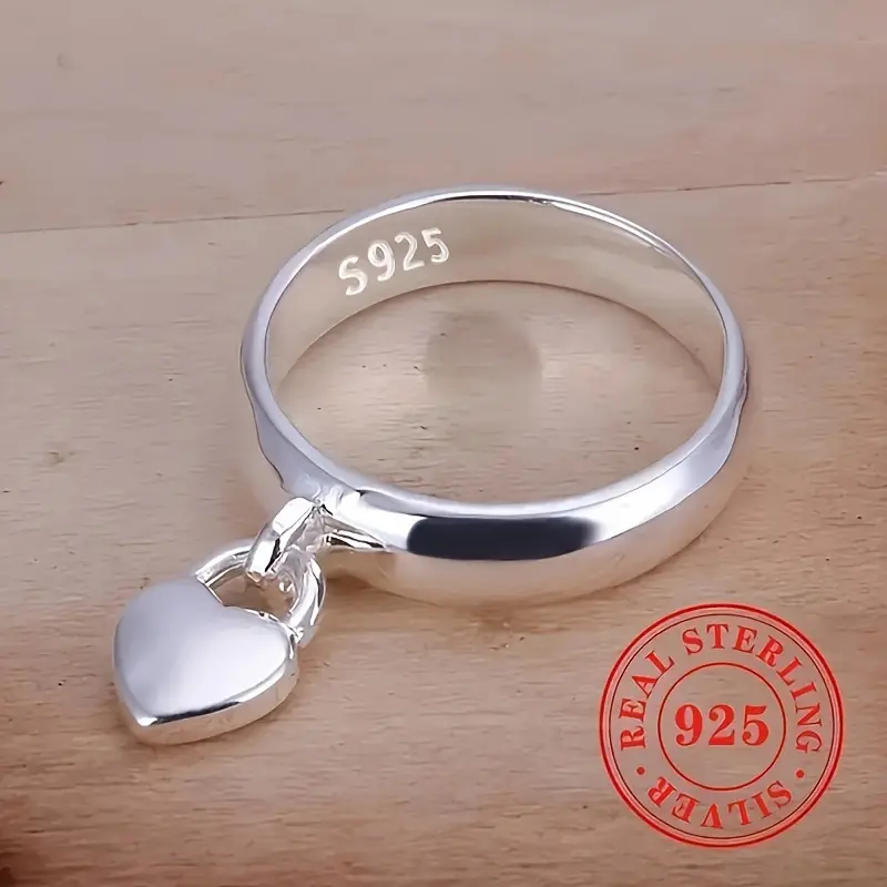 S925 Sterling Silver Heart-Shaped Fashion Promise Ring - Elegant Fashion Ring for Casual Attire, Couple Gift Idea for Valentine's Day, Elegant Fashion Rings