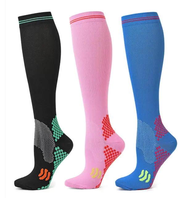 3Pairs Compression Socks for Men & Women, Knee High Graduated Moisture Wicking Sports Socks for Running, Cycling, Moisture Wicking Socks