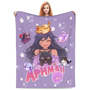 Aphmau Blankets Soft Cozy throw blanket cute Cartoon Fleece Blanket For Sofa Chair Bed Living Room for Anime Lovers Blanket Gift
