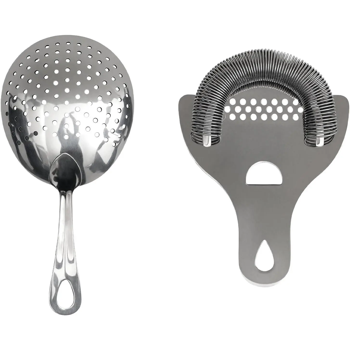 Professional  Strainers Set :304 Stainless Steel Julep Strainer&Spring Bar Strainer Kit for Home Bar and Professional Bartenders,Mixologists (Type A)