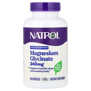 Natrol Magnesium Glycinate, High Absorption, 60 Capsules (120 mg per Capsule)
