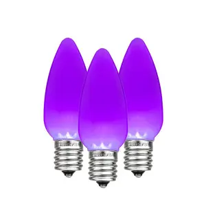Novelty Lights 25 Pack C9 Ceramic Style LED Christmas Lights, Opaque Multicolor Replacement Bulbs with E17 Base, Shatterproof Plastic, 3 LEDs Per Bulb