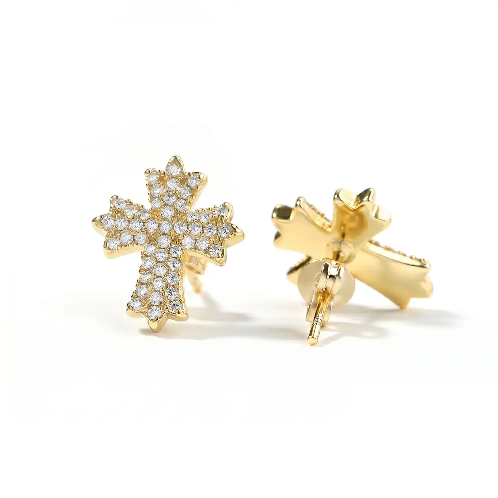 Hip Hop Cross Stud Earrings for Men, Hypoallergenic Iced Out Cubic Zirconia Studding Earrings for Sensitive Ears