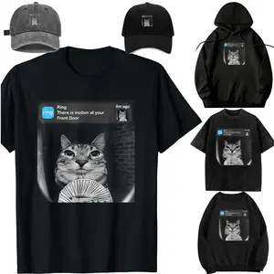 DIY-Unisex-Hoodie-cap-kid-Funny Cat Meme Money Doorbell Joke T-Shirt
