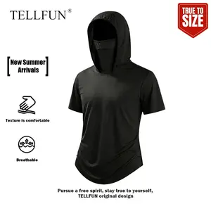 Men's Lightweight Short Sleeve Hoodie, Casual Loose Fit Breathable Pullover Hooded Tee, Trendy Streetwear Essential for Spring Summer, Comfortable Daily Sports & Outdoor Top