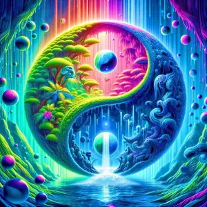 5D DIY Diamond Arts Colorful Painting Kit, Yin Yang & Bubble Pattern Round Diamond Arts Colorful Painting, DIY Decorative Art Picture for Beginner