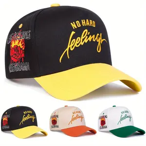 Men Letter NO HARD Side Rose Embroidered Baseball Cap Outdoor Sport Adjustable Sunscreen Leisure Hat Spring Autumn Travel Tourism Beach Vacation