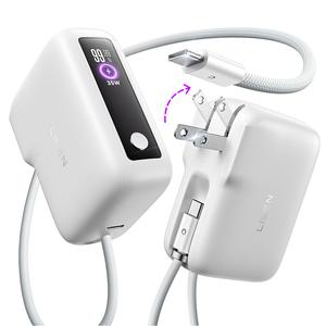 LISEN 3 in 1 Fast Travel Charger, Smart Display Charger, 35W Power Bank with Wall Plug & Built in Cable, Portable Charger Fast Charging, 7000mAh Traveling Essentials for iPhone 17 16 Pro Max iPad Pro