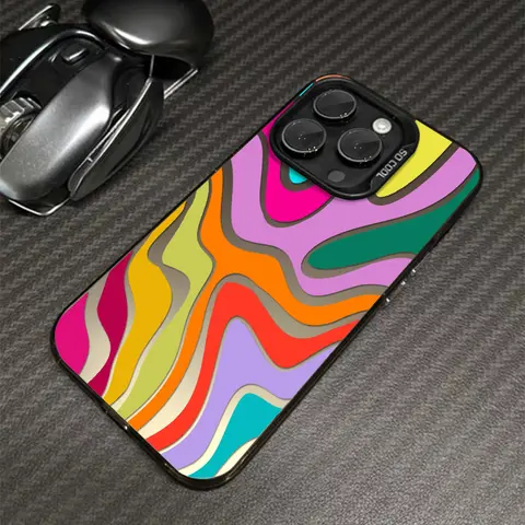 1pc Shockproof Anti-Drop TPU Plastic Hard Shell Smartphone Casing - Colorful Abstract Wavy Pattern Cellphone Cover for iPhone 17ProMax,16,15,14,13,12,11ProMax,Pro,Xs Max,XS,X,7plus,8plus Devices (Ideal Gifting Accessory)