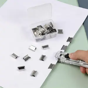 1 Sets Handheld Paper Clam Clip Dispenser with 50 Reusable Paper Clips -  Metal Clips in Clear Box for Office, School and Home Organization