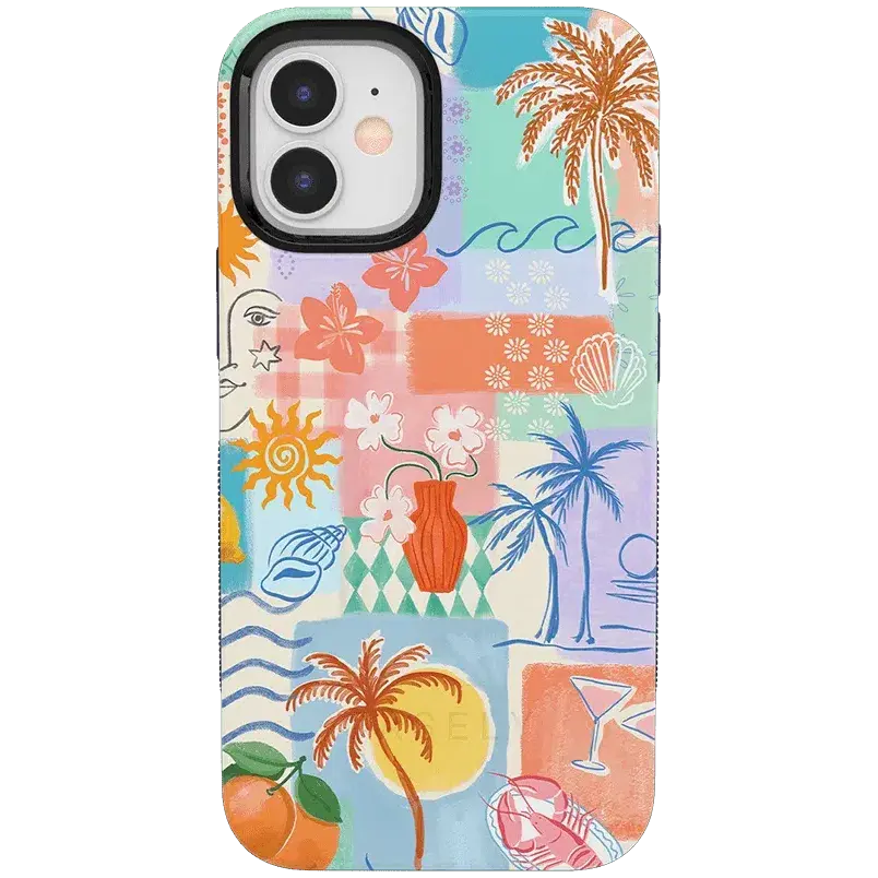 Casely iPhone 12/12 Pro Case | Tropical Heat | Beachy Collage | Bold Protective Design | Compatible with MagSafe