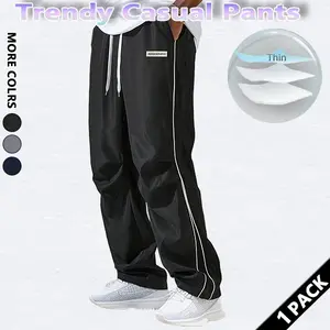 Loose Sports Pants Men's Trousers Grey Side Stripeswith Gold Accent Stripe Comfortable DesignAthleisure Style Bottoms Athletic Bottoms Gymwear Halloween Gifts SpringStatements