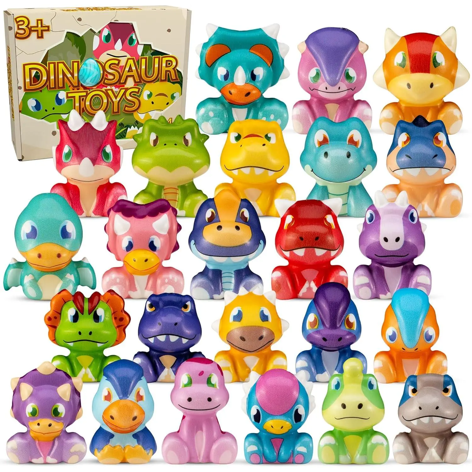 Party Favors  Kids 24PCS Dinosaur Squishy Toys,Goodie Bag Stuffers, Pinata Stuffers,Birthday Gifts  Boys & Girls,Treasure Chest Prizes,Classroom Prizes  Kids (Dinosaur) (Dinosaur)