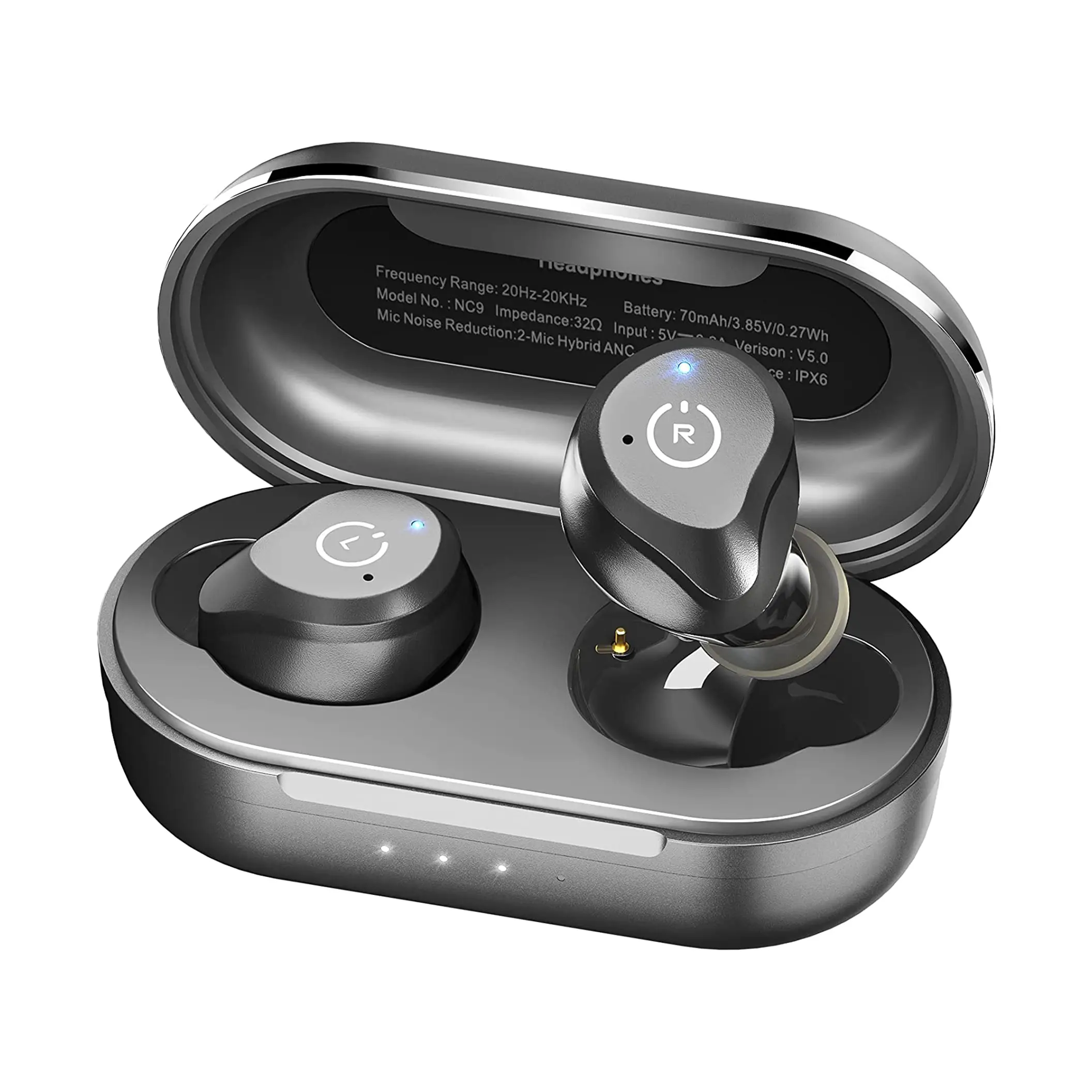 TOZO NC9 Hybrid Active Noise Cancellation True Wireless Earbuds - High Performance IEMs, Waterproof Headphones, Sweatproof Bluetooth Electronic In-Ear Audio Headphones for Gym, Travel, School