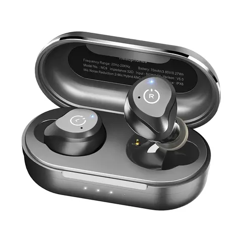 TOZO NC9 Hybrid Active Wireless Noise Cancelling Earbuds - High Performance IEMs, IPX6 Rated Waterproof, 14Hz-20kHz 14Hz Deep Bass Bluetooth In-Ear Headphones for Gym, School