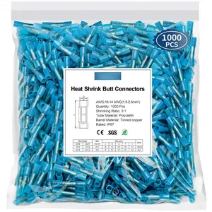 1000 count Heat Shrink  Connectors, 16-14 AWG  Electrical Insulated Crimp Wire Splice for , Automotive, Marine, , Garage, Industrial Wiring