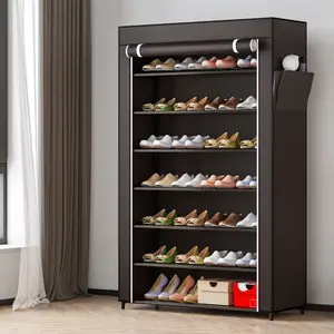 Shoe Rack 7 Tier Storage Organizer Portable Shoe Shelf with Nonwoven Fabric Cover Stand for Closet Garage Hand layer shoerack space-saving dustproof