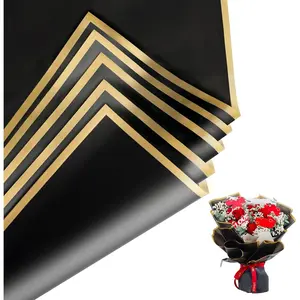 20 Sheets Floral Wrapping Paper,  Bouquet Wrapping, 22.8x22.8IN, Florist Supplies Packaging Paper, DIY  Box, Wedding & Birthday Gifts,  Edge (Black)