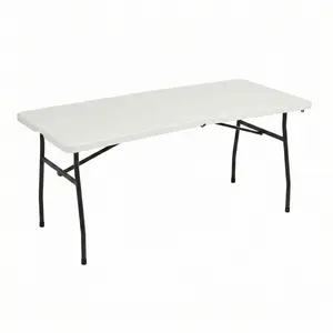 Lumina Folding Table 7ft Heavy Duty Portable Table Indoor Outdoor with Parties, Camping & BBQs, Folds in Half for Easy Storage, No Assembly Required, White