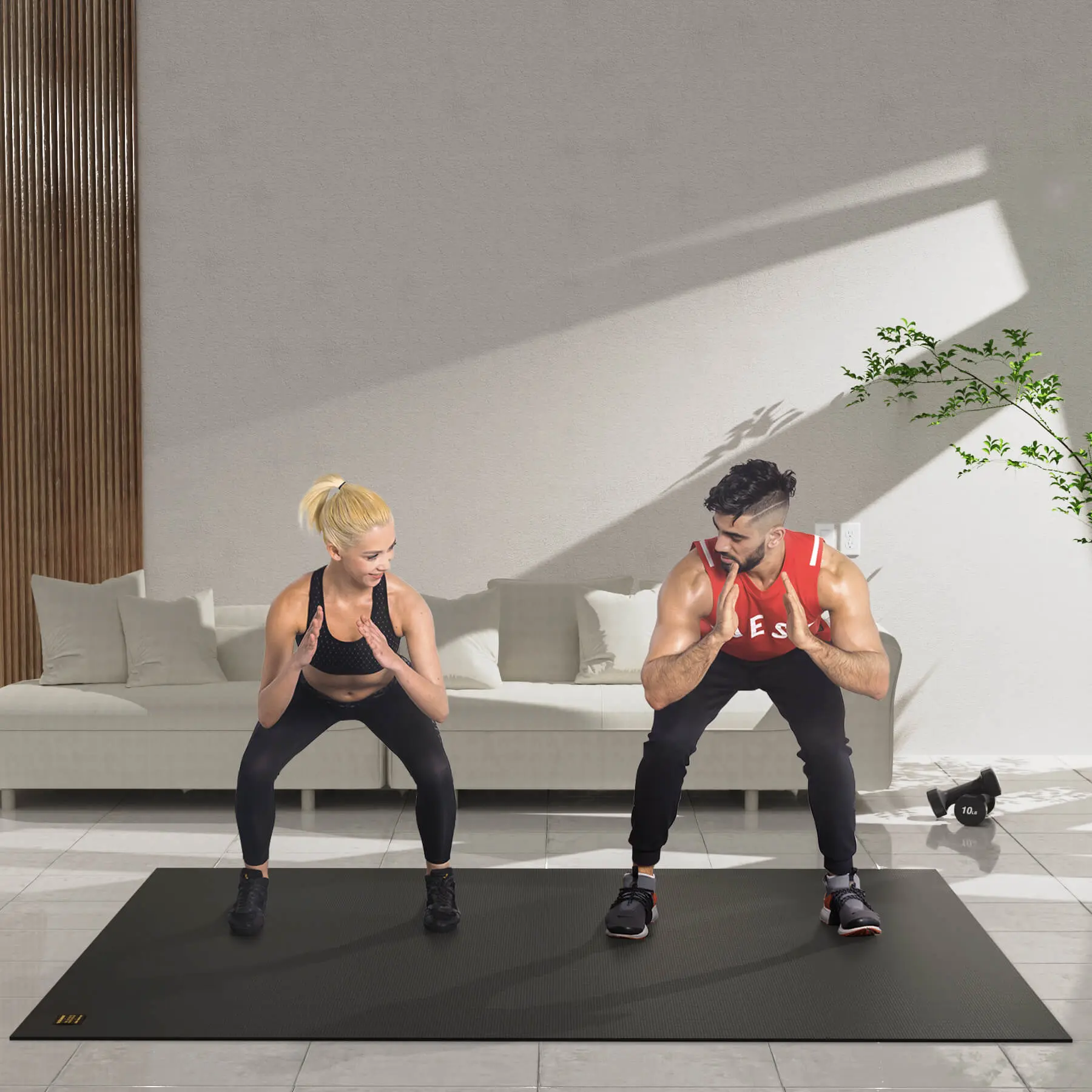 Gxmmat Large High-Density Foam Exercise Mat (6'x5', 7mm Extra Thick) - Anti-Slip Surface for Home Gym Equipment, Floor Protection, Noise and Vibration Reduction