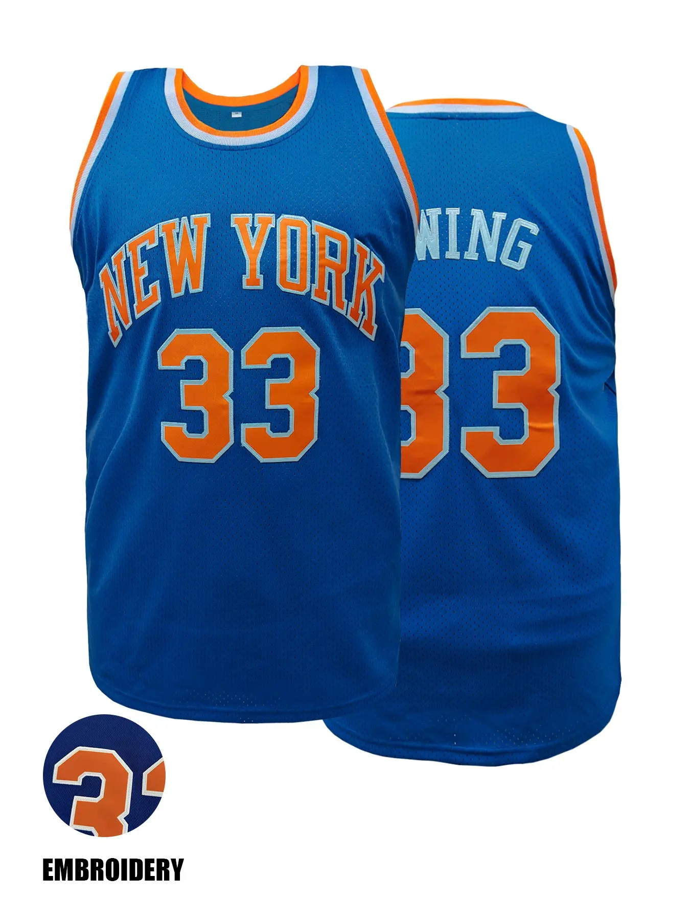 Embroidered New York 33 Basketball Throwback Jersey for Men Women, Breathable Mesh Unisex Retro Sports Shirt, Classic Athletic Uniform Casual Sporty Top for Daily Wear Game Day Party
