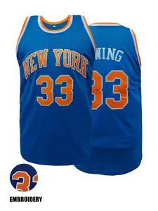 Embroidered New York 33 Basketball Jersey for Men Women, Breathable Mesh Unisex Retro Sports Shirt, Classic Athletic Uniform for Daily Wear Game Day Party, Sportswear Top