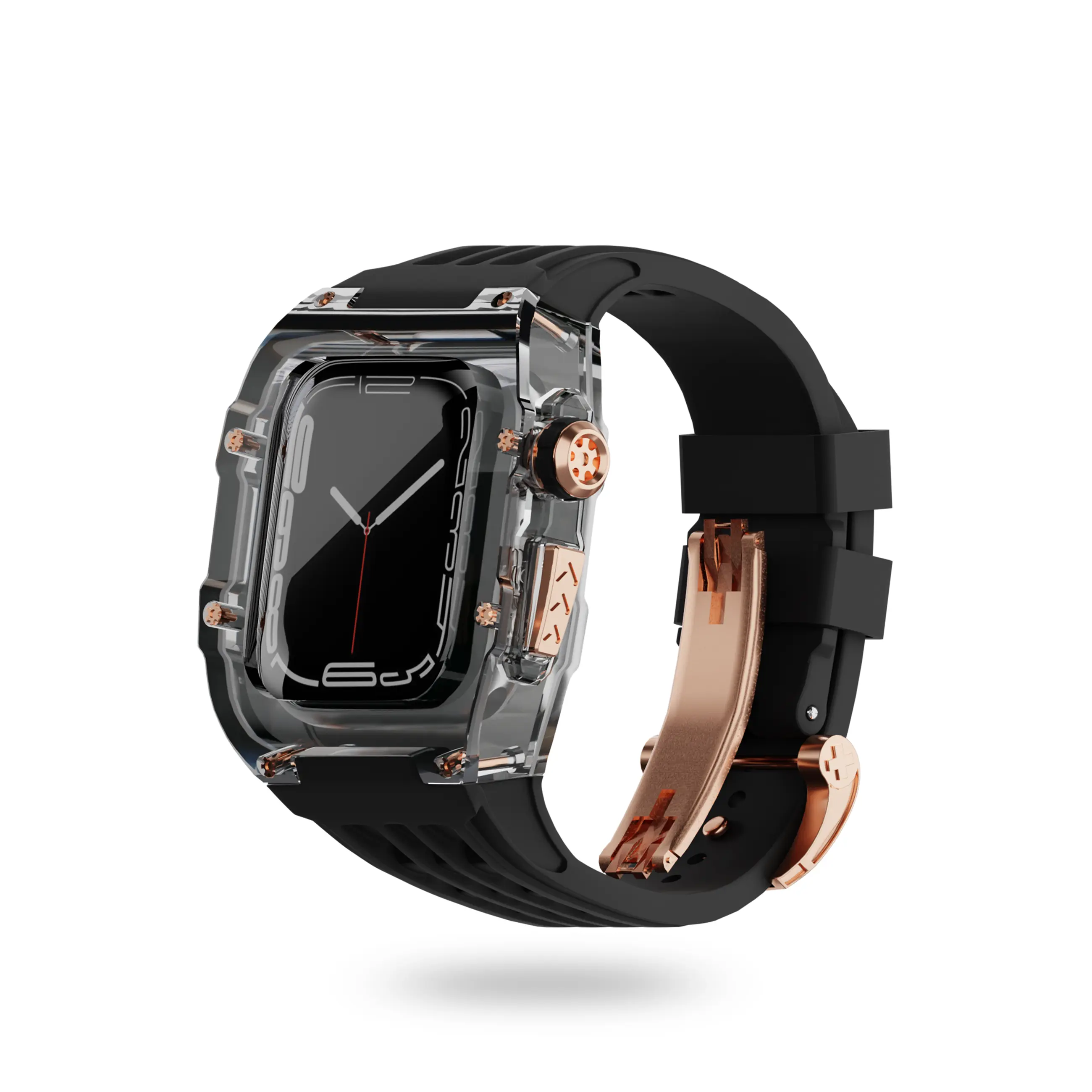 BOBBA-G Rugged Protective Case with Band for Apple Watch 44/45MM - Black/Gold Edition