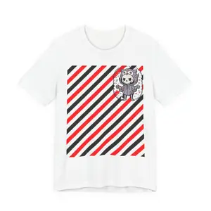 Cute Fitness Owl Workout Graphic Tee | Striped Red Black White