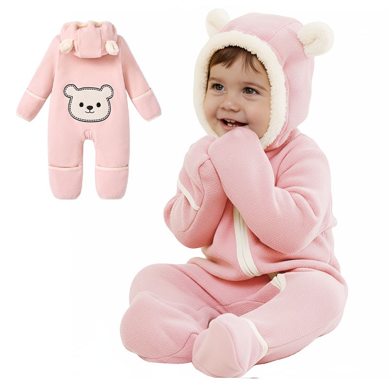 PATPAT Baby Fleece Footies Hooded Romper- Cute Outfit for Boys and Girls - 2 Way Zipper - Newborn Infant Clothes Outerwear Funny UnisexOutfits of baby