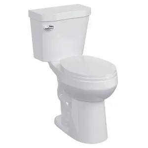 Two Piece Toilets, 1 set Ceramic and Plastic Lid Raised Toilet, Side Press Flush Split Toilet, Round ADA 19” Seat Height (Short, White)