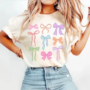 Pastel Bows shirt, Coquette Bows shirt, Trendy Aesthetic Shirt , Soft Girl Aesthetic, Cottagecore Aesthetic, Ribbons shirt