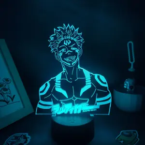 Jujutsu Kaisen Anime Figure Yuji Itadori Ryomen Sukuna LED Lamp - 3D Night Light for Kids Bedroom Bedside Decor