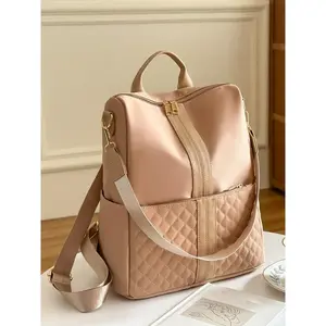 Women's Elegant Quilted Backpack, Quilted Casual Daypack, Fashionable Classic Style Backpack, Lightweight and Simple Bag with Design Sense, Suitable for Commuting, Shopping, Going Out