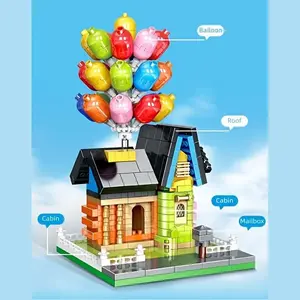 Balloon House Building Block Model Set, Collectible Decoration Display Piece, Beautiful Boxed Holiday Birthday Gift