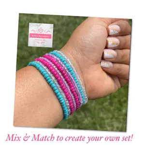 Boho Solid Color Seed Bead Stretch Bracelets - Mix and Match Bracelet with Colorful Seed Beads, 7.5” Beads, Lightweight, No Fading, Available in Various Color