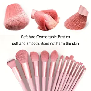13-Pack Soft and Fluffy Makeup Brush Set - Professional tools for foundations, puffs, eyeshadows and blends. Pink brushes for all skin types are a beauty must-have, perfect for parties and everyday use