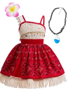 (Dress + all accessories) Girls Moana Dress Set Princess Dress Dress Up Costume