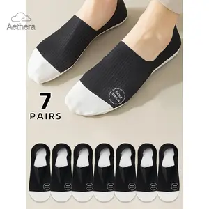 Men's Colorblock Waffle Knit Invisible Socks, Casual Comfortable Breathable No-Show Socks for Daily Wear, Multi-Pack All-Season Knit Socks Set