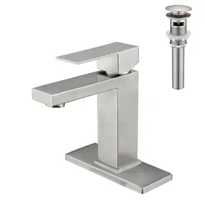 Single Handle Bathroom Sink Faucet with Pop-Up Drain and Overflow High-Quality Stainless Steel Aerators Anti-Corrosion Easy Install