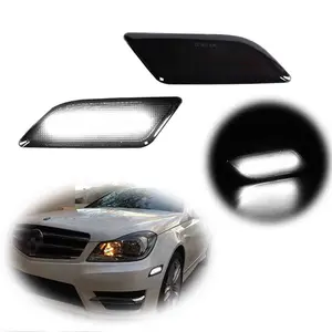 Smoke Lens White LED Front Side Marker Lights For Mercedes W204 C250 C300 C350 2012 2013 2014 Replace OEM A2049067401 2049067401