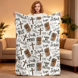 Super soft Christian Bible flannel throw blanket - lightweight, comfortable, warm, 60*80 inches, suitable for bedroom and living room decoration