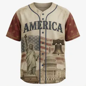 America 250th Anniversary Baseball Jersey – American Eagle USA Flag Graphic Shirt, Patriotic Freedom Celebration Tee, 4th of July Gift for Men