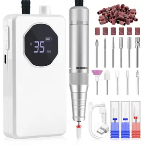 Saviland Portable Electric Nail Drill Kit-35000 RPM Rechargeable Electric Nail Drill with Drill Bits Sanding Bands Polishing Heads for Nail Art Removal Nail Care for Nails Manicure Set Tools And Pedic Cutics