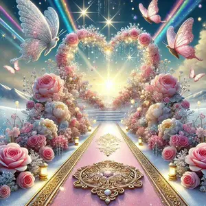 5D DIY Diamond Art Painting Kit, Heart Shaped Flower Arch Pattern Diamond Art Painting Without Frame, DIY Decorative Art Picture for Beginner