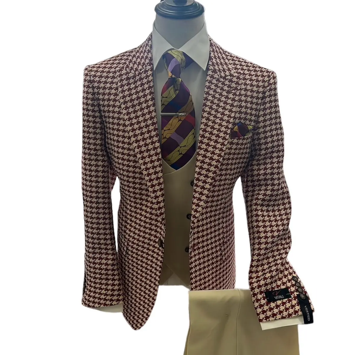 Vitali Houndstooth Compose Suit tan