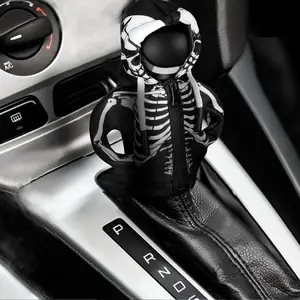 Skeleton Design Car Gear Shift Hoodie Decoration, Funny Skull Gear Shift Cover, Mini Zip Up Universal Automatic Shift Knob Hoodie Cover for Automotive Car Interior, Halloween, Car Accessories