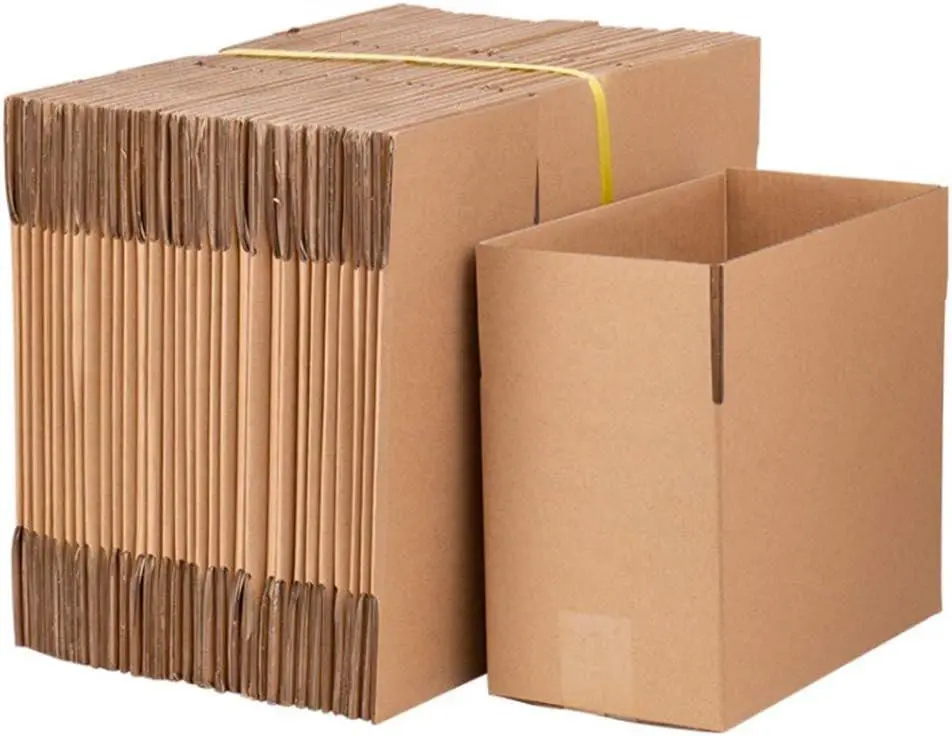 100 PCS Cardboard Moving Boxes, 8" x 6" x 4" Shipping Boxes Brown Corrugated Boxes, Paper Box for Packing, Mailing, Business Yellow