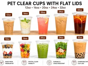 100-Pack Clear Plastic Cold Cups with Lids & Straws | Disposable BPA-Free Drink Cups 12oz/16oz/20oz/24oz/32oz for Iced Coffee, Smoothies & Parties