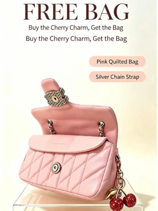 Free cherry keychain bag! | Cute Y2K red cherry bag charm | Beautiful wallet accessory gift