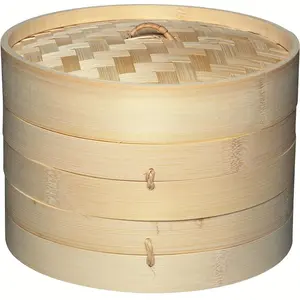 Two-Tier Bamboo Steaming Basket, Versatile Traditional Steamer for Dumplings, Suitable for Preparing Vegetables, Dim Sum, Buns, Fish, And Meat